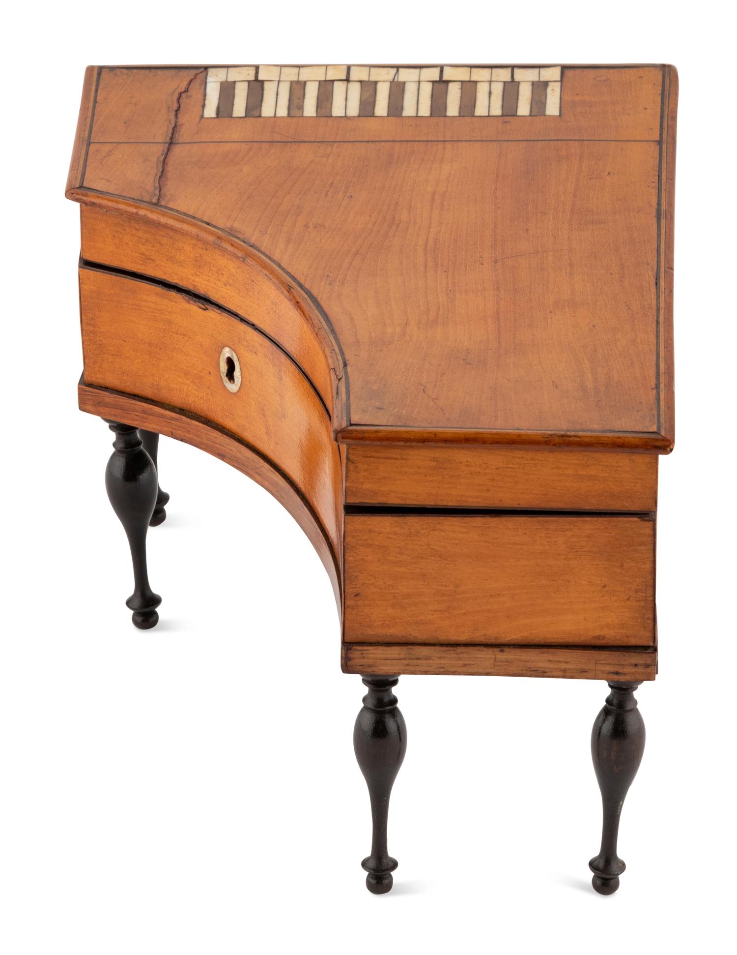 A Tulipwood Piano-Form Musical Sewing Box