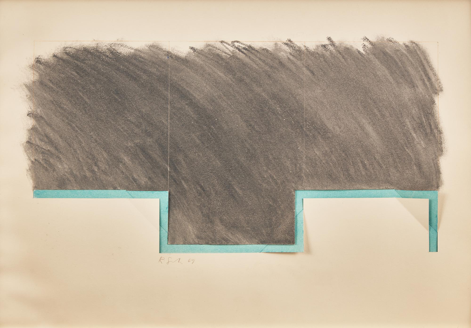 drawing (grey: with blue) , 1969