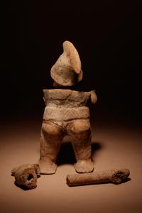 A Nayarit Terracotta Warrior Figure, with Associated Head and Foot