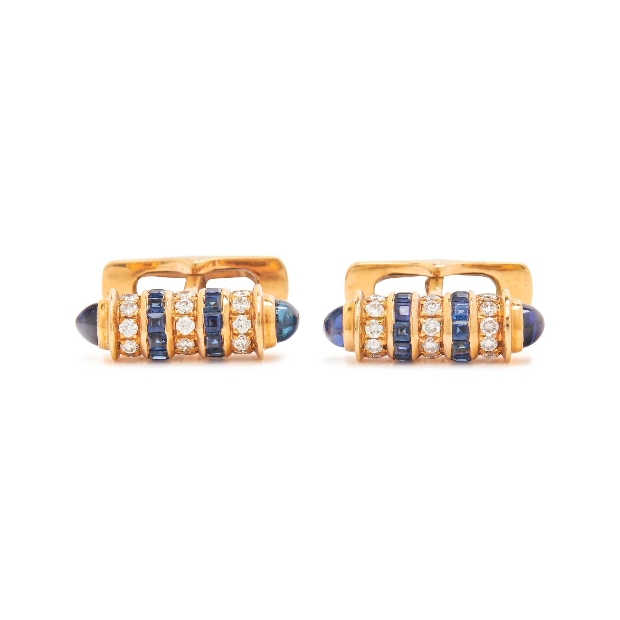 DIAMOND AND SAPPHIRE CUFFLINKS