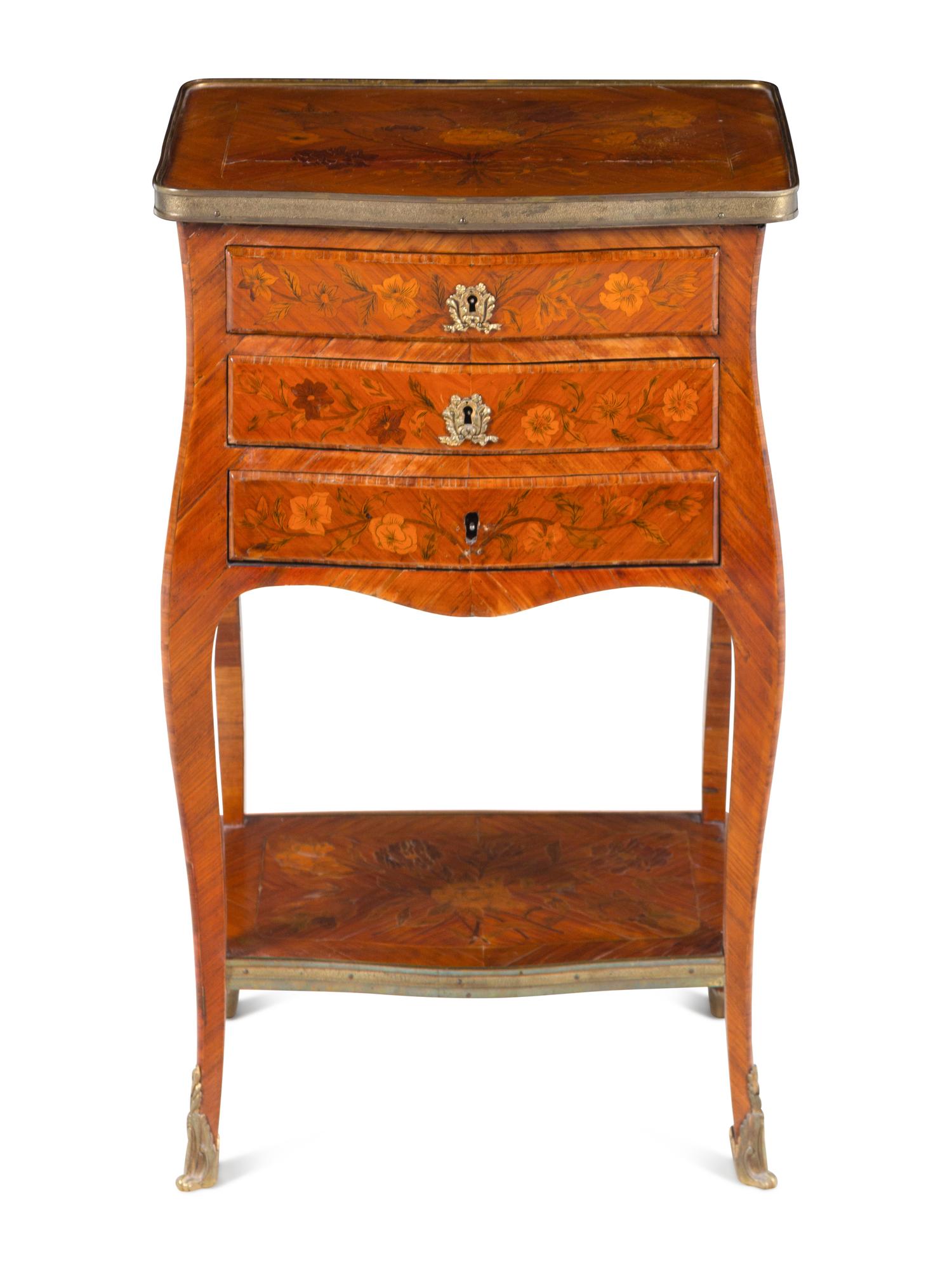 A Louis XV Style Marquetry Table en Chiffonnière