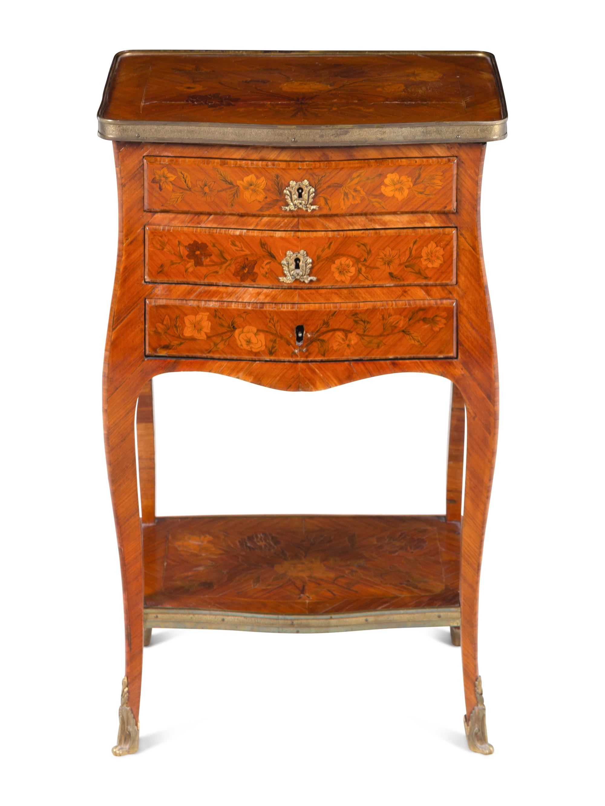 A Louis XV Style Marquetry Table en Chiffonnière