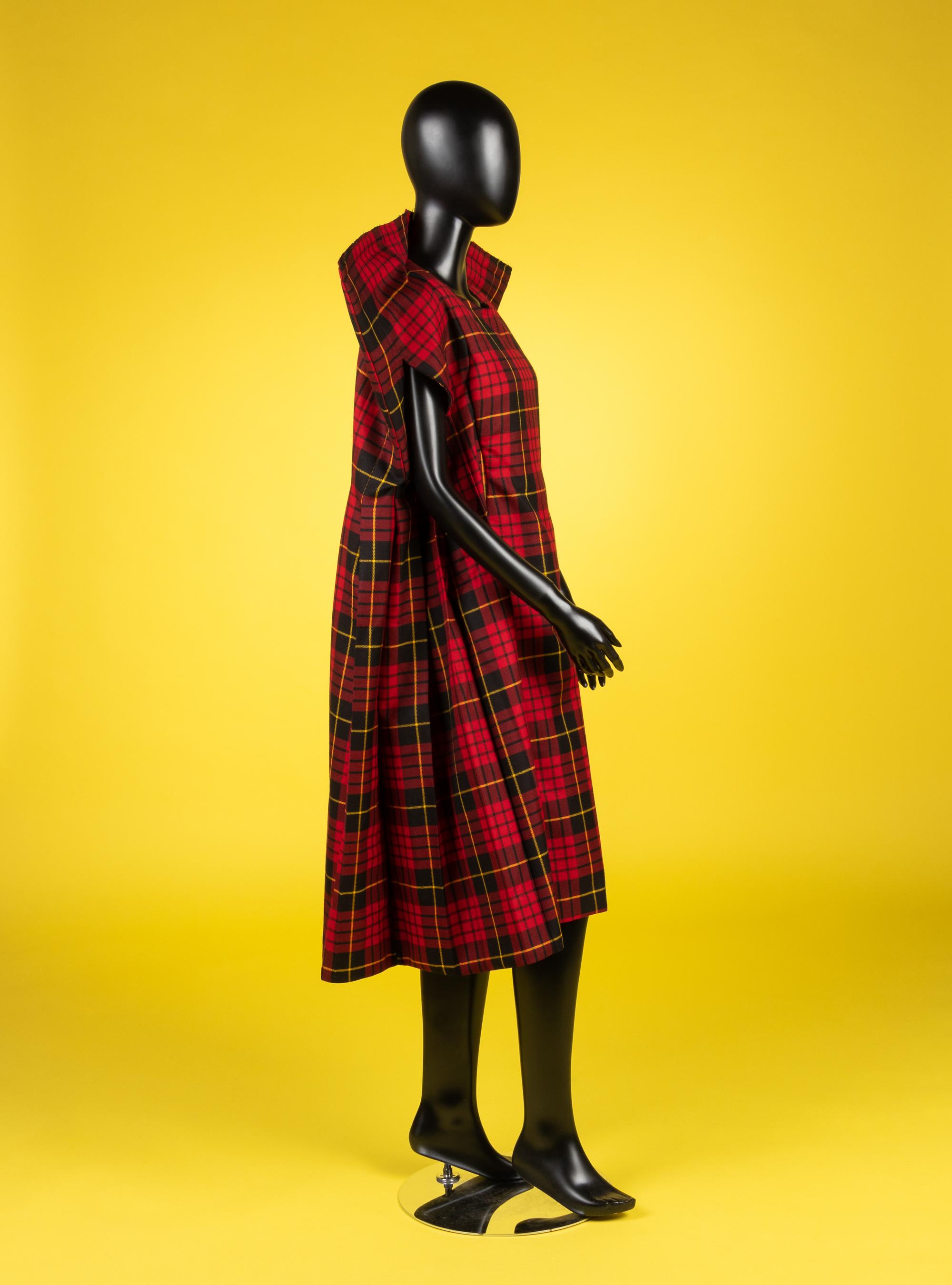 Comme des Garçons Red Tartan Plaid Pleated Dress, 2017