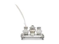 A William IV Silver and Glass Ink Stand