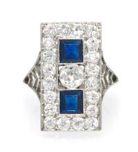 An Art Deco Platinum, Diamond and Sapphire Ring, 2.55 dwts.