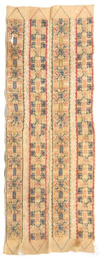 An Ottoman Embroidered Linen Panel 15 x 43 inches. — 19TH CENTURY