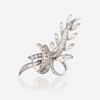 A diamond and white gold brooch, J.E. Caldwell & Co. J.E. Caldwell
