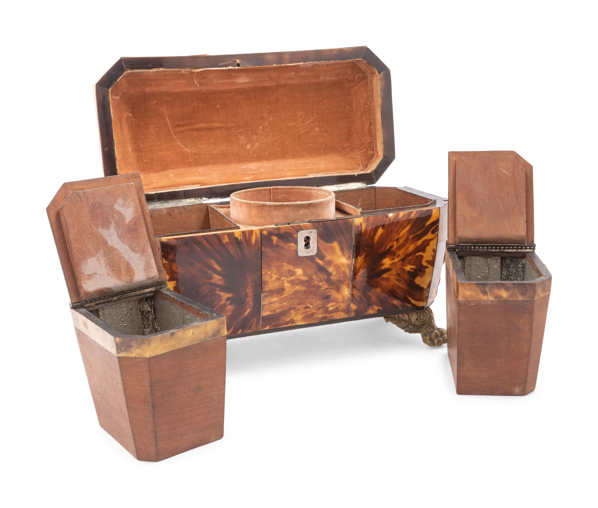 Three Regency Tortoiseshell Tea Caddies