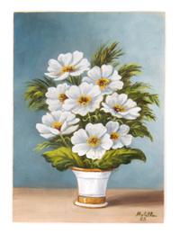 Motilla, (20th Century), Naval Ships (two works), Village Scene, River Scene and Floral Bouquet (five works total)