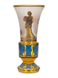 A Continental Polychromed and Gilt Decorated Glass Vase