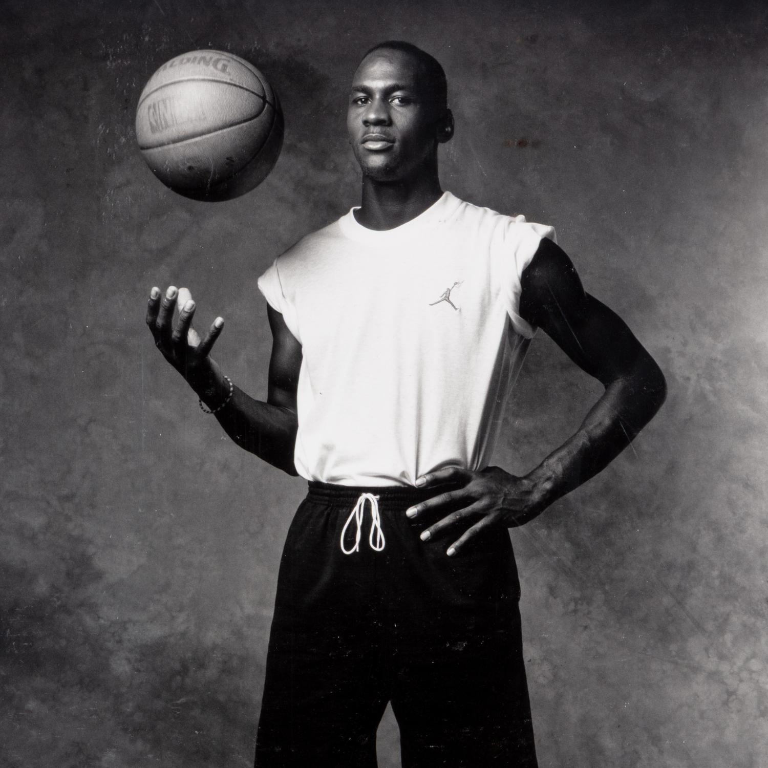 An Important Michael Jordan Nike Air Jordan III Type I Jean Moss Original Large 30 x 40 (48.75 x 59.75 Overall) Photograph Print (Moss Family Letter) — Original Image Used For Groundbreaking "The Best On Earth" Marketing Campaign – The Birth of Jumpman Logo