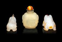 Three Chinese Agate Snuff Bottles