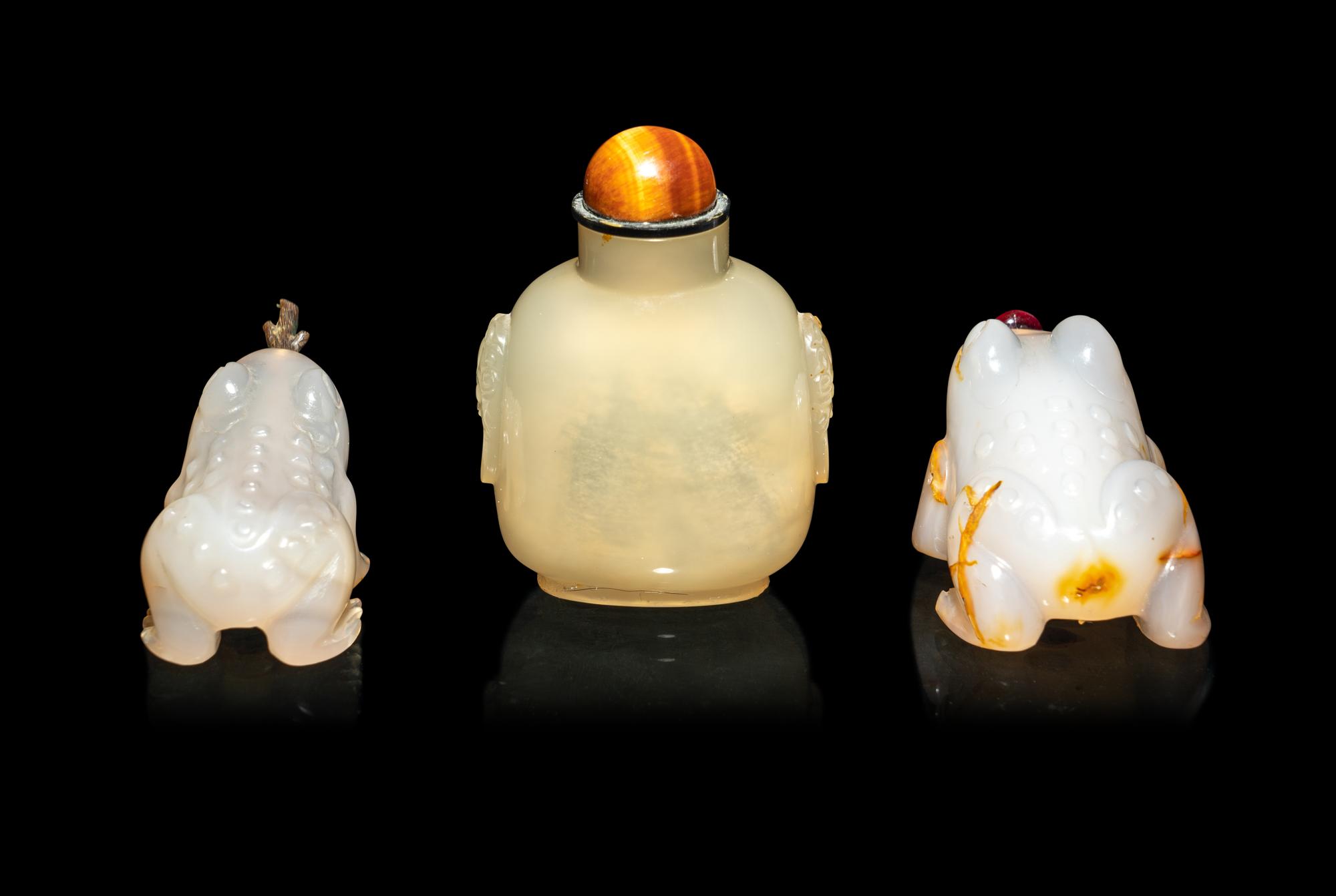 Three Chinese Agate Snuff Bottles