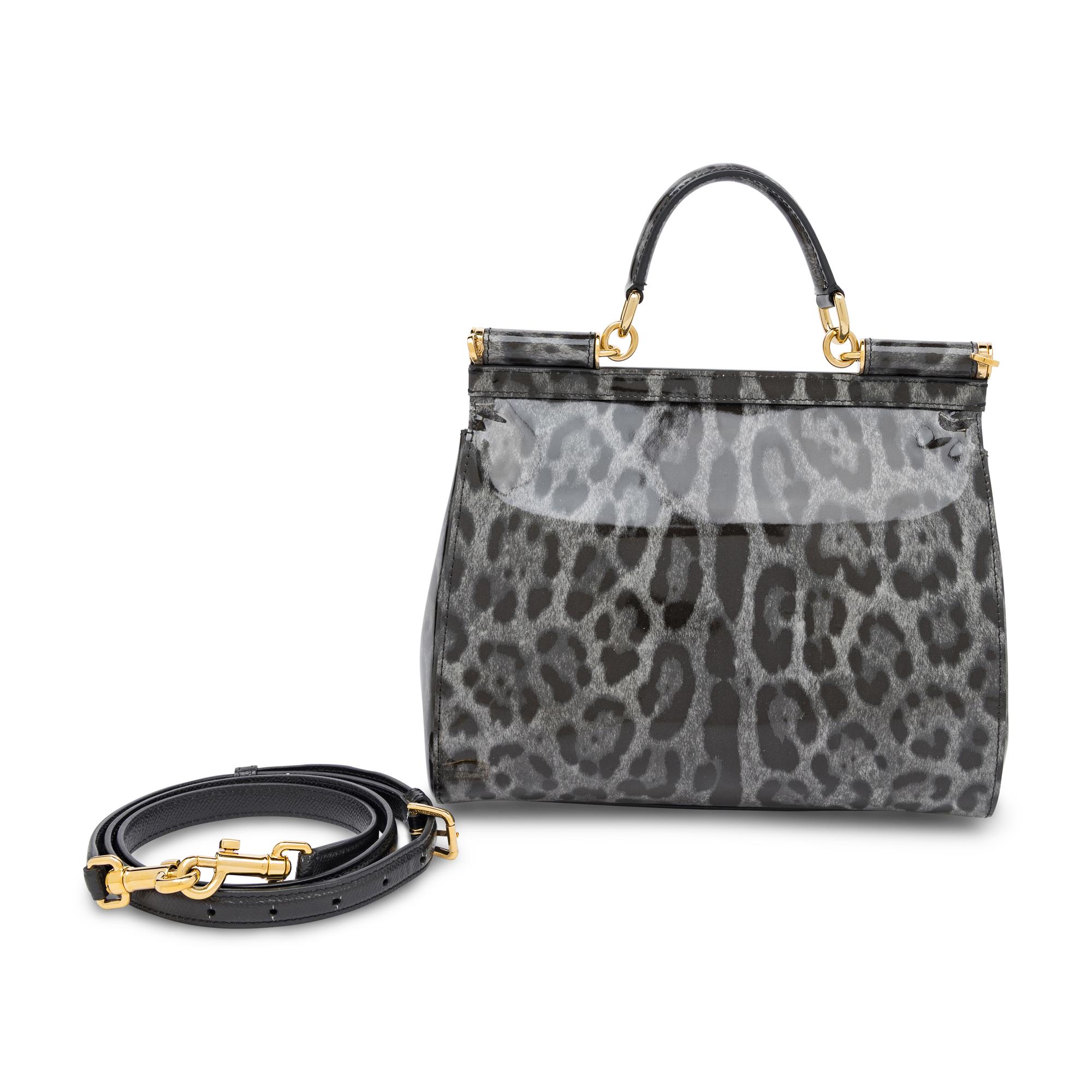 Dolce & Gabbana, Medium Sicily Bag in Grey Leopard Print