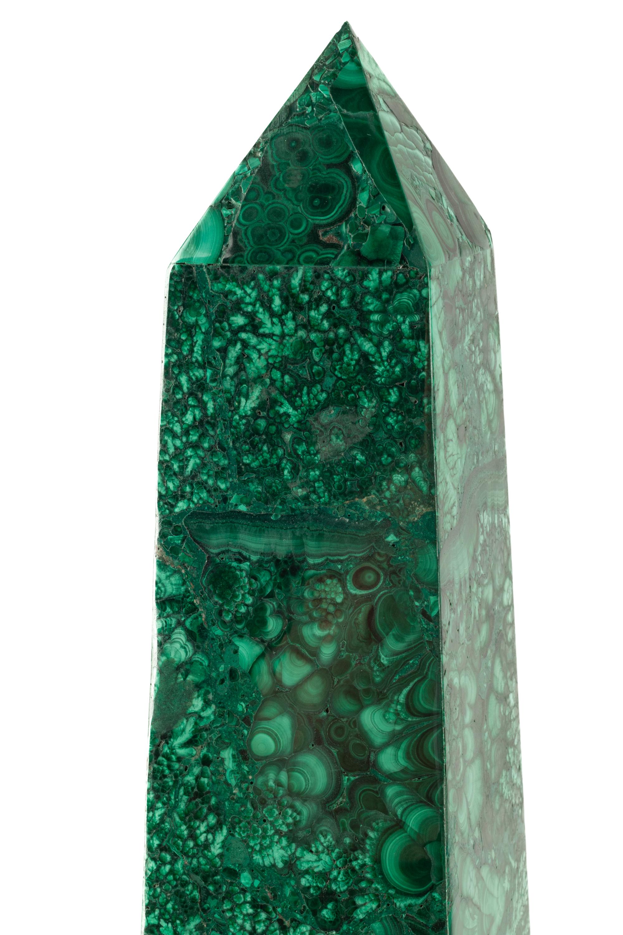 A Pair of Malachite Obelisks