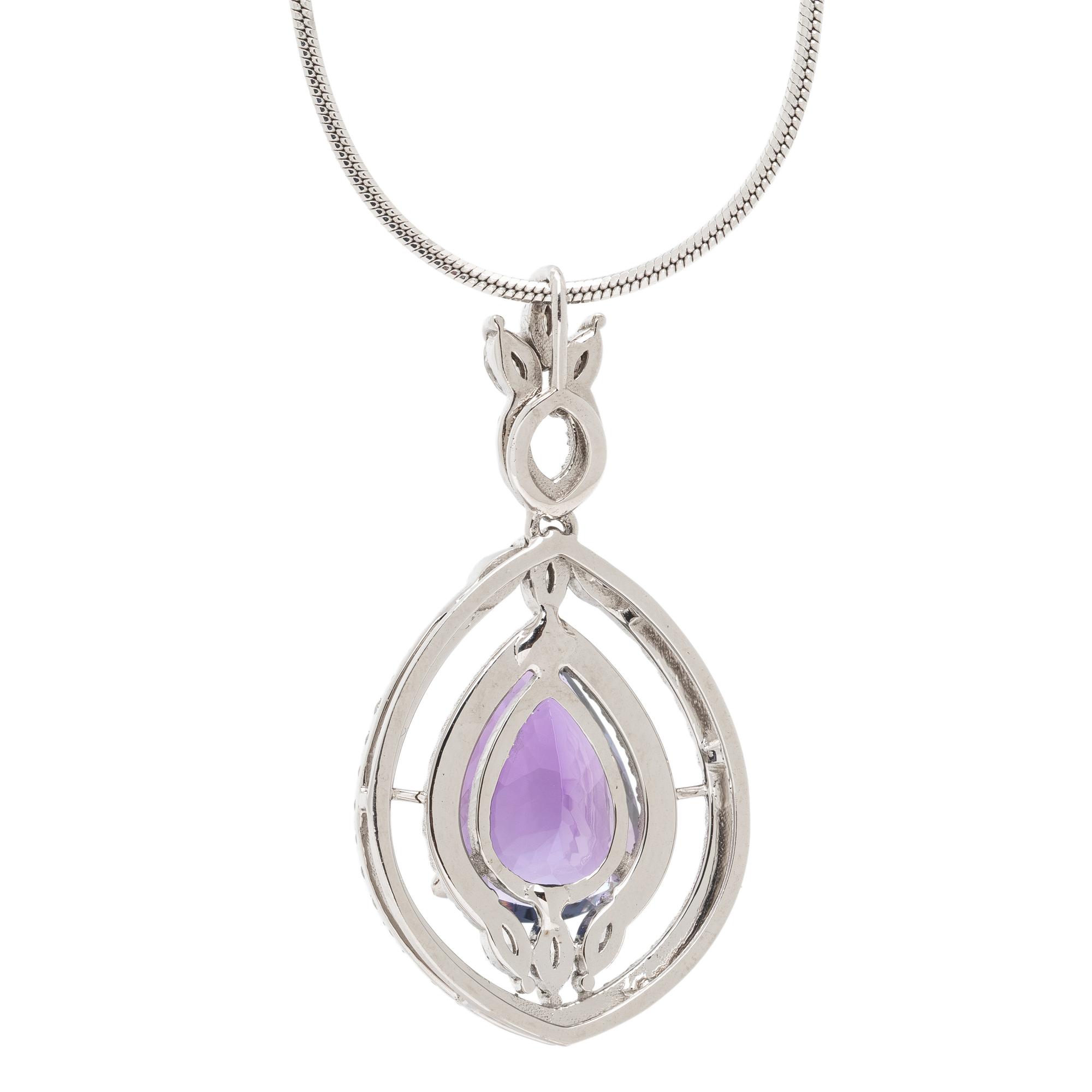 TANZANITE AND DIAMOND PENDANT NECKLACE