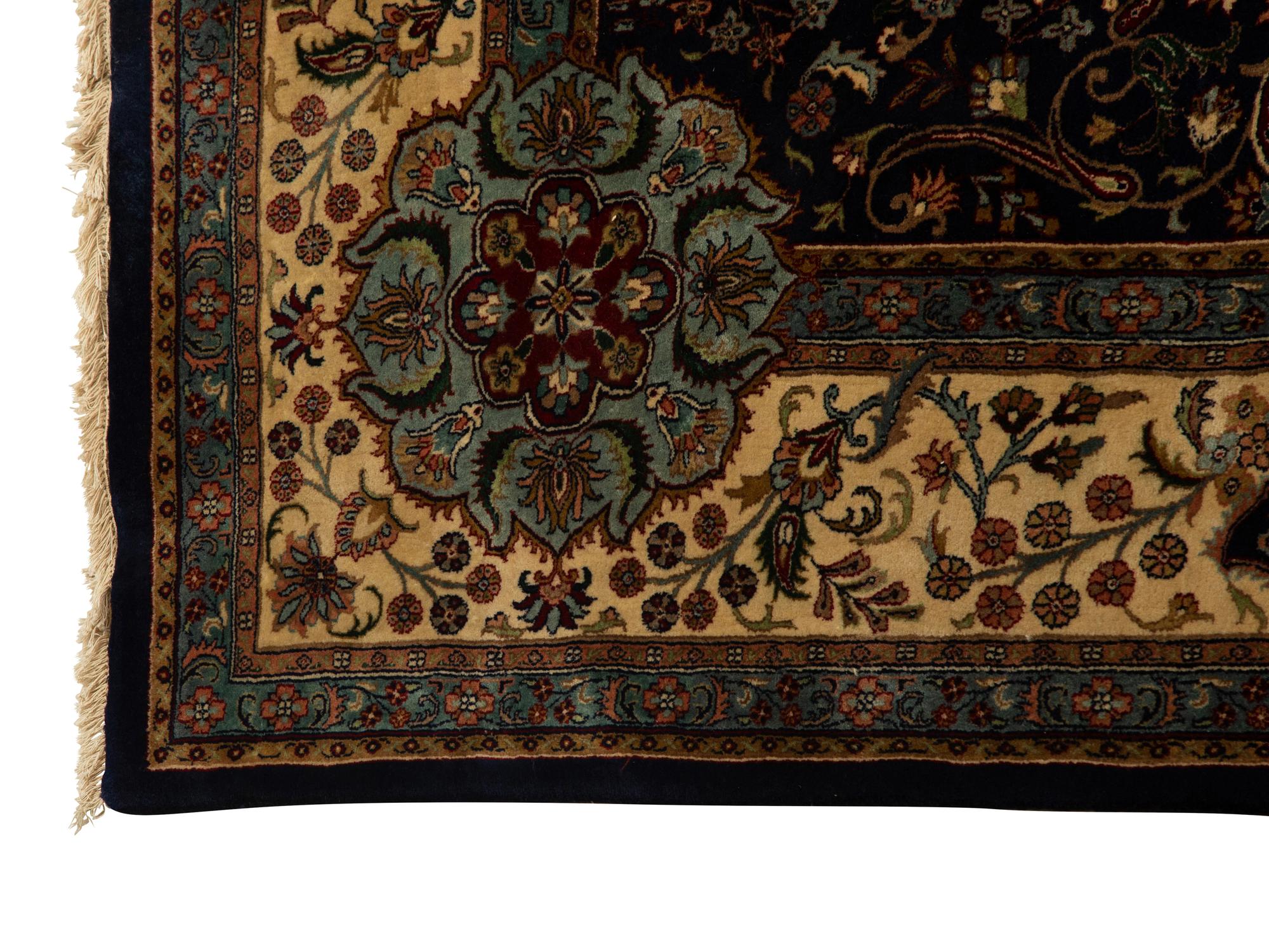 An Indian Persian Design Wool Rug — 20th Century