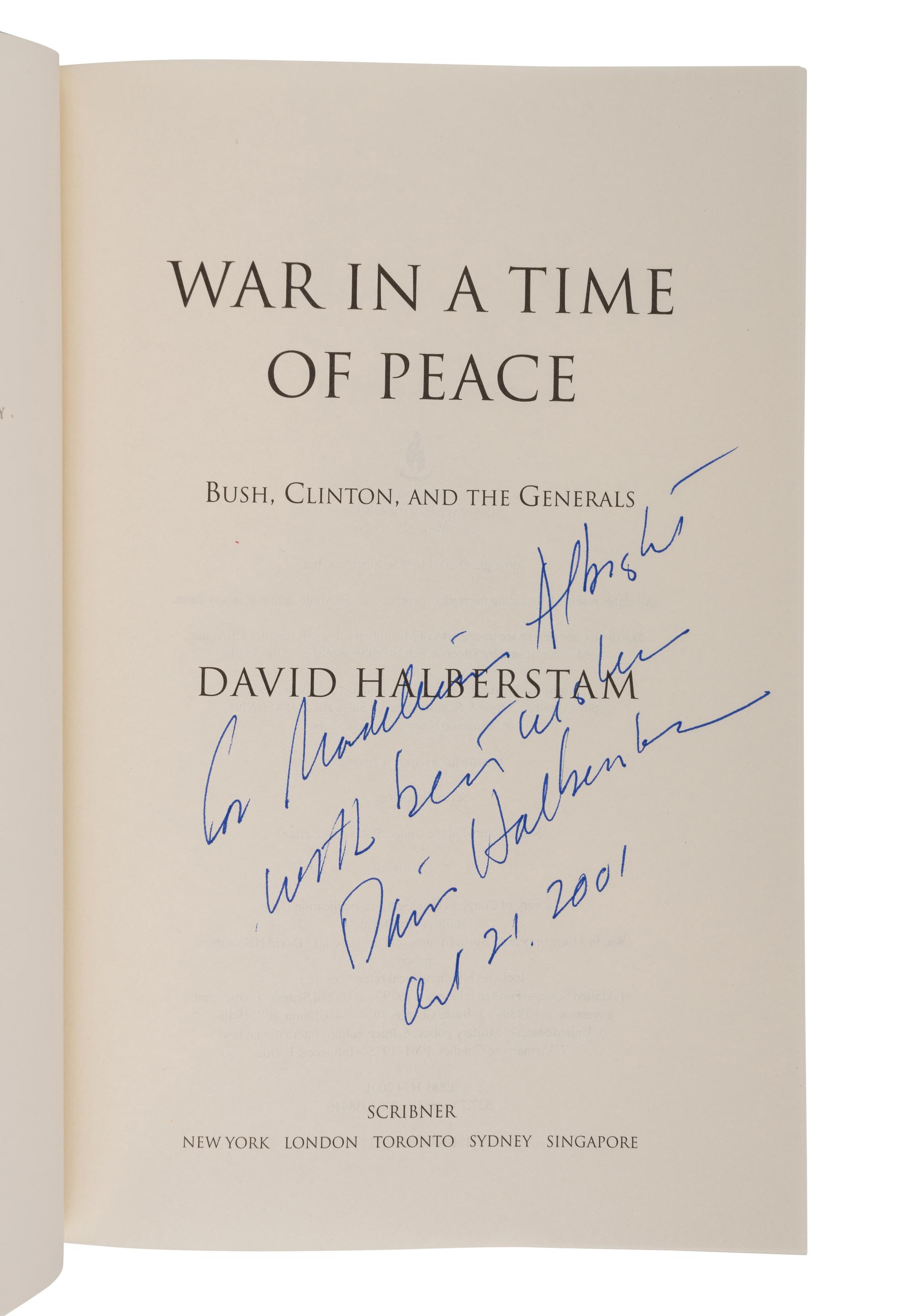 AMERICAN POST-COLD WAR CONFLICT A group of 8 works, most FIRST EDITIONS, a few INSCRIBED TO SECRETARY ALBRIGHT: