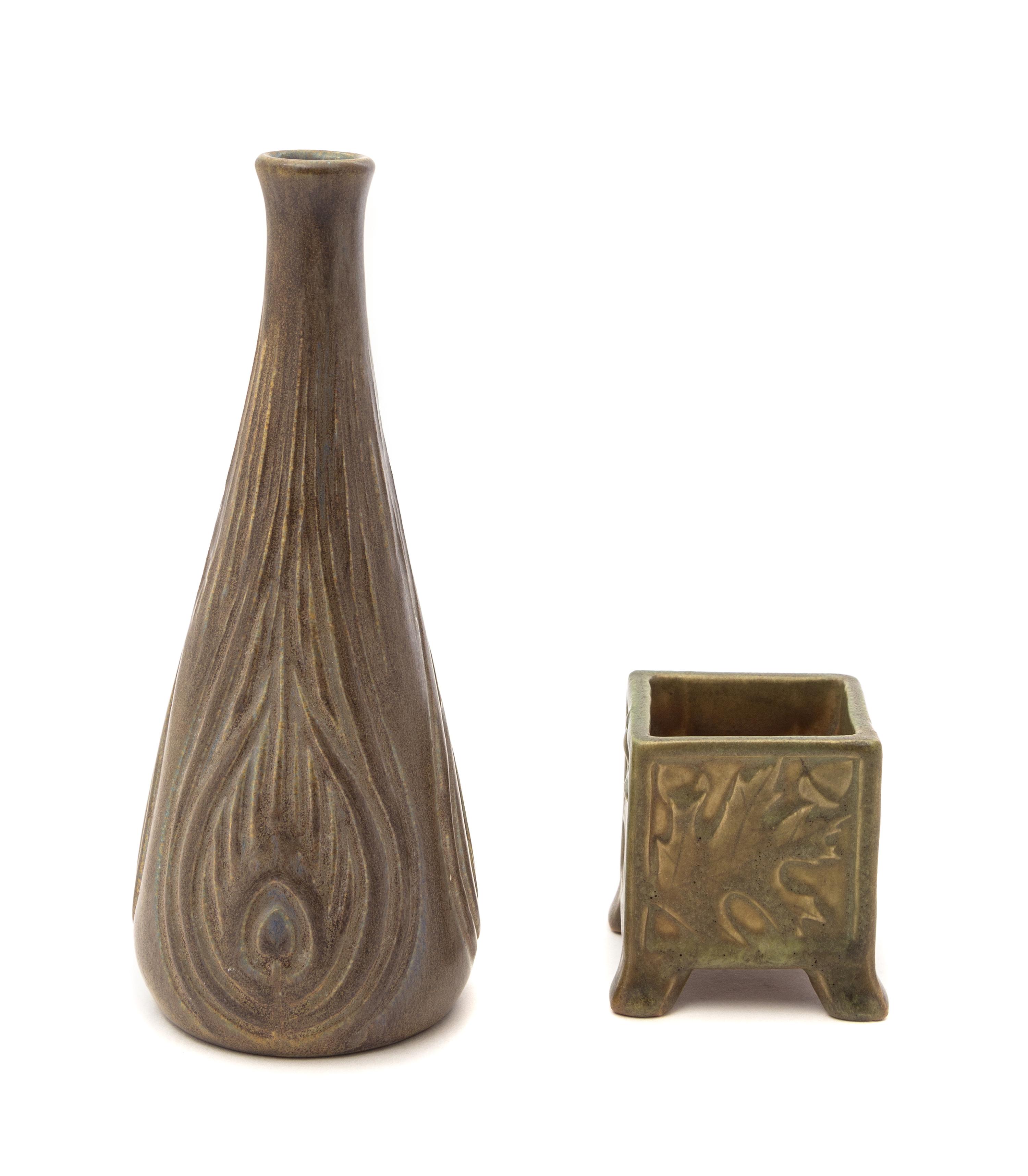 Two Rookwood Production Pottery Vases Height of first 7 1/2 inches. — 1911 and 1912