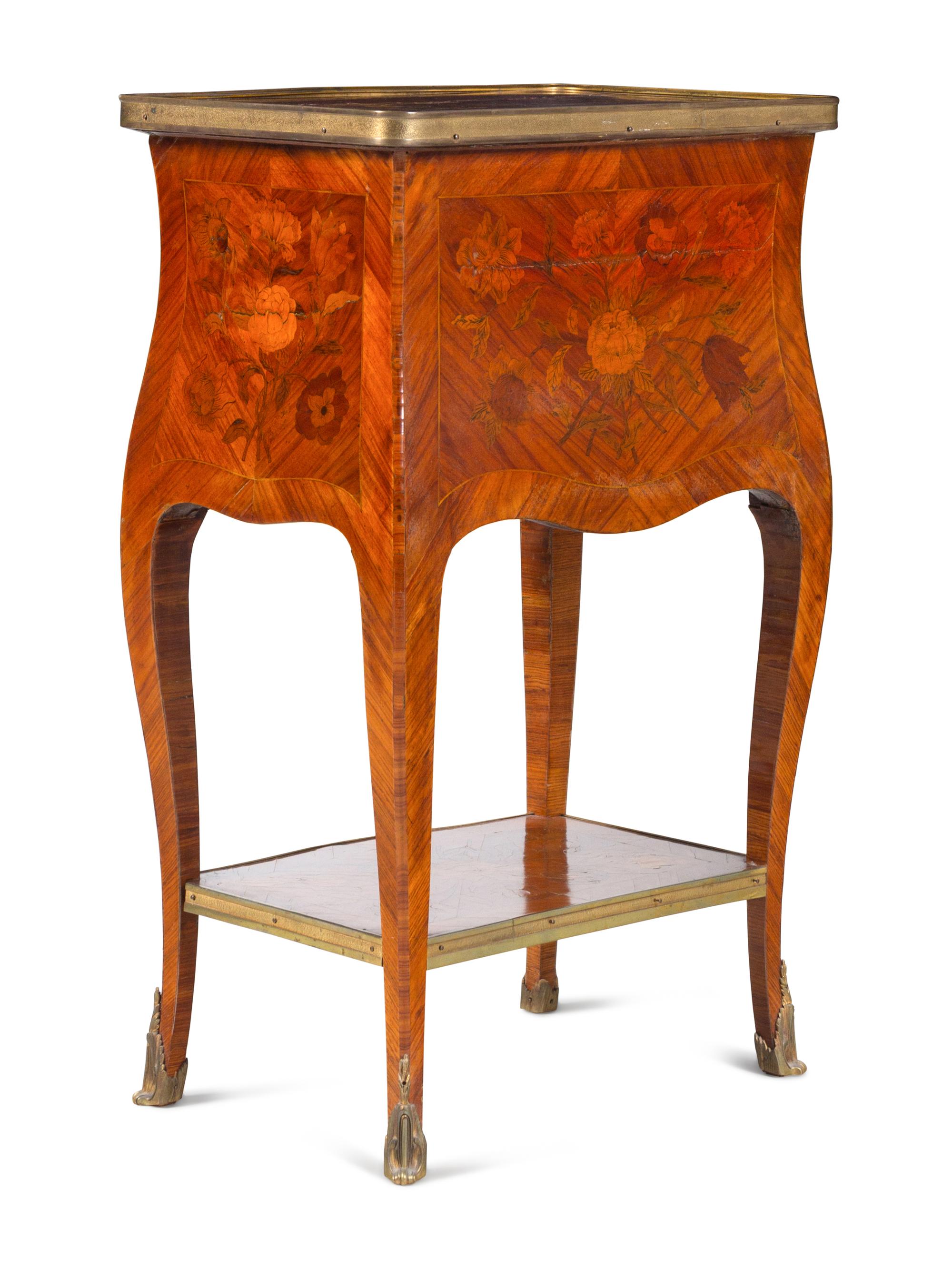 A Louis XV Style Marquetry Table en Chiffonnière