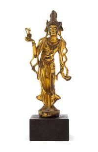 A Gilt Bronze Figure of a Guanyin Height 9 1/8 inches. — MODERN