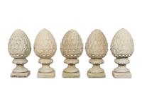 A Set of Five Cast Stone Garden Finials