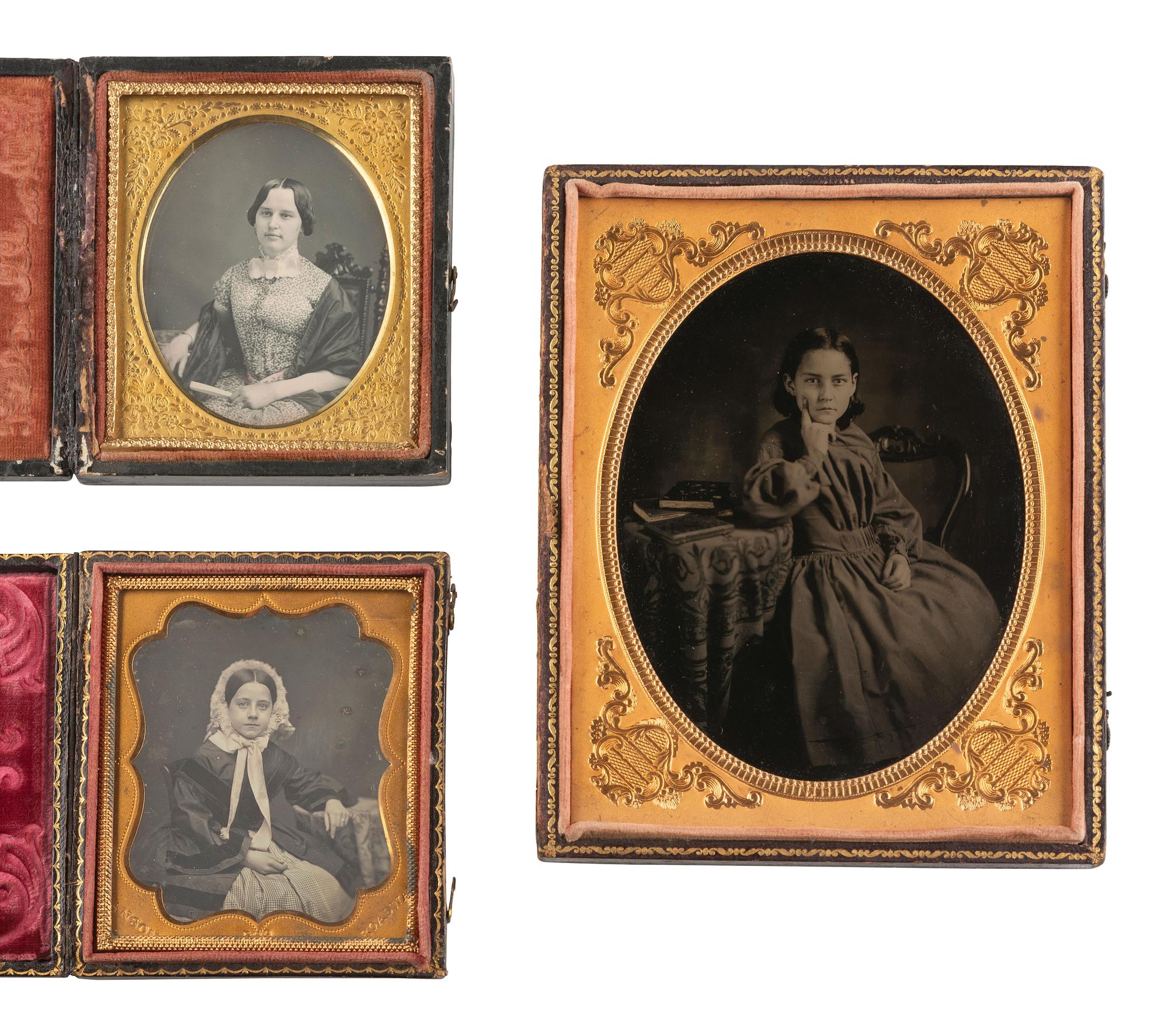 [EARLY PHOTOGRAPHY]. 19 cased images of females with props and/or noteworthy accessories.