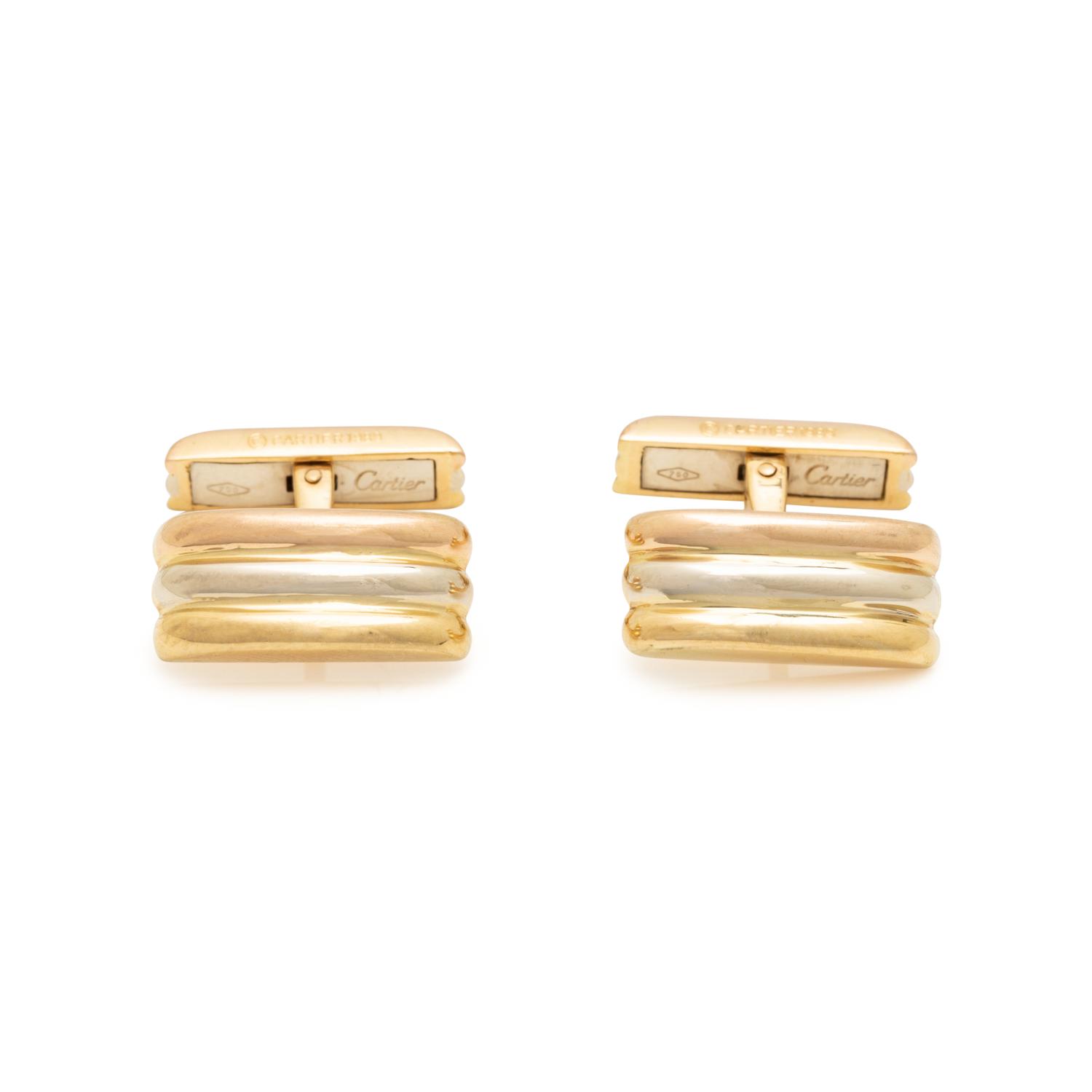 CARTIER, TRICOLOR GOLD CUFFLINKS