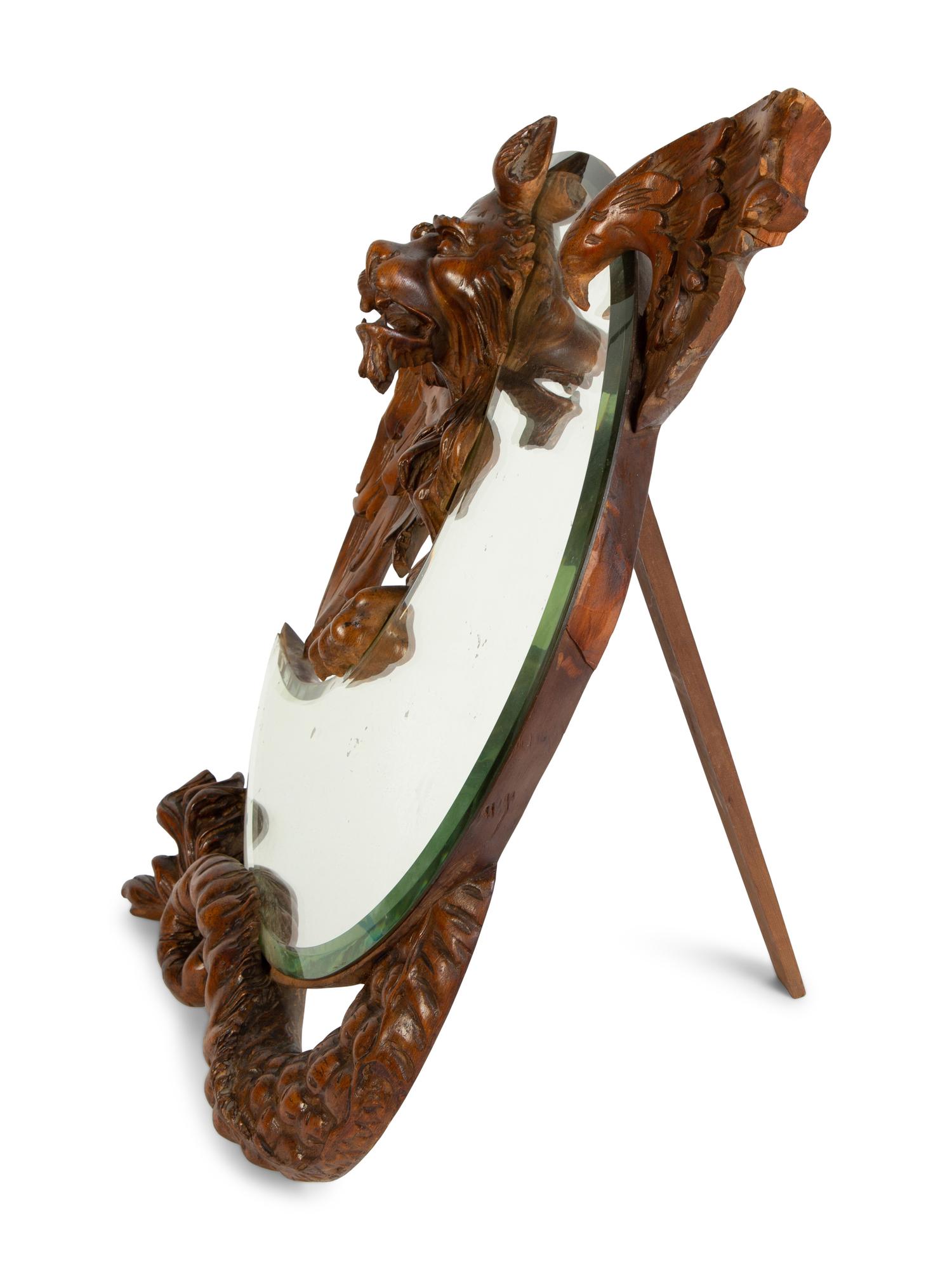 A French Japonisme Dragon "Shishi" Mirror Attributed to Gabriel Viardot (French, 1830-1906)