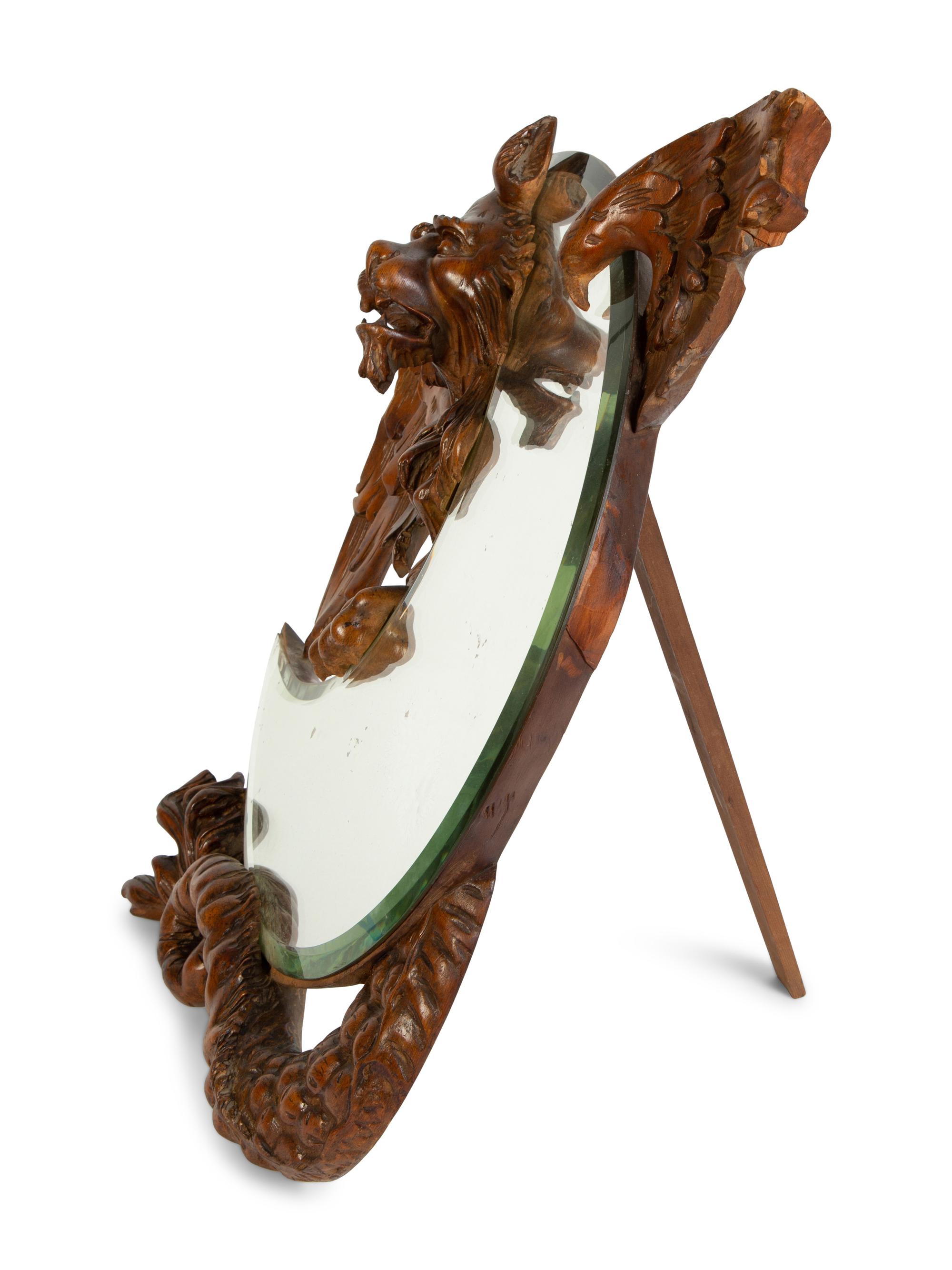 A French Japonisme Dragon "Shishi" Mirror Attributed to Gabriel Viardot (French, 1830-1906)