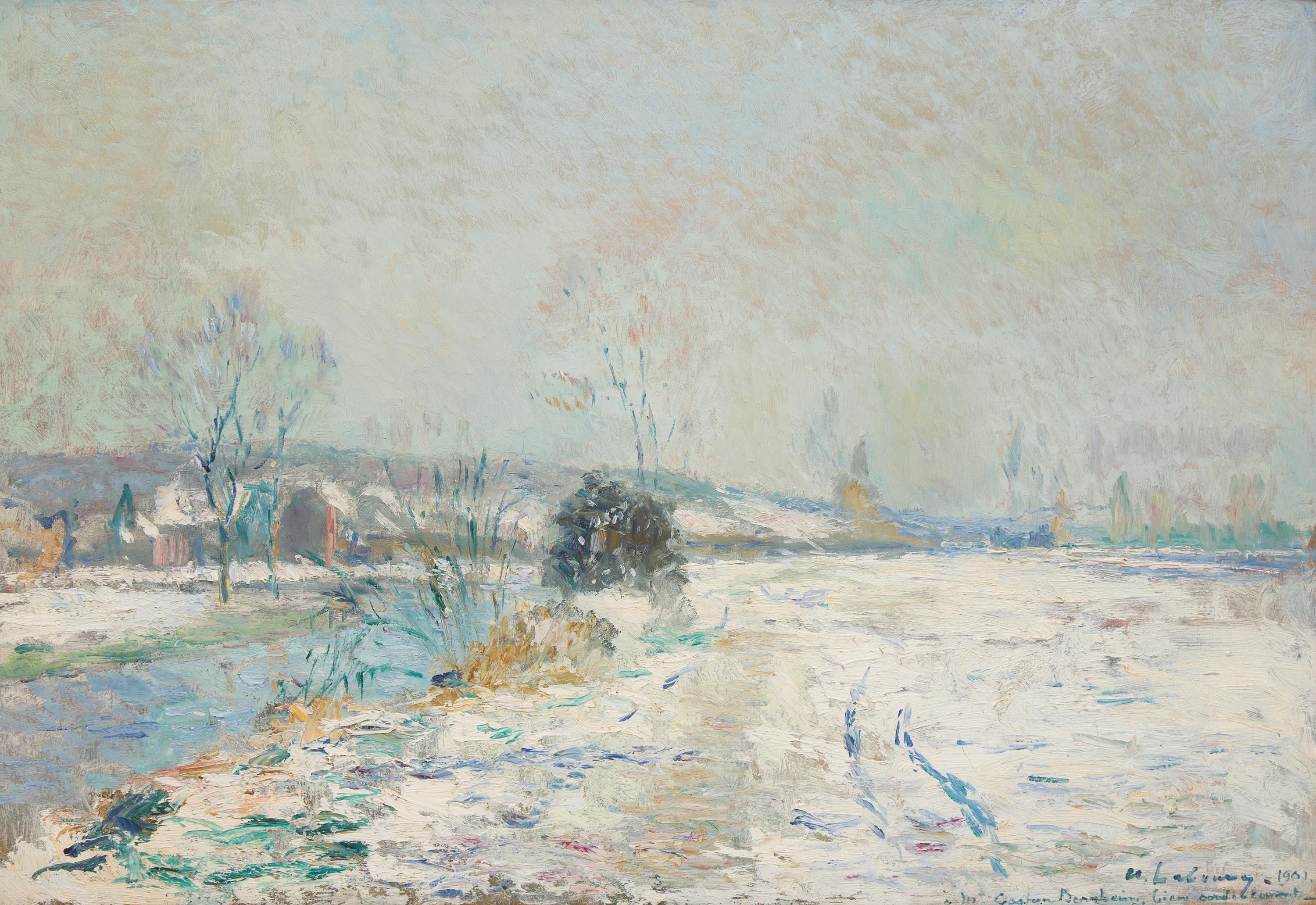 Albert Lebourg (French, 1849-1928) — Les bord de L'Iton à Hondouville, Effet de Neige, 1901
