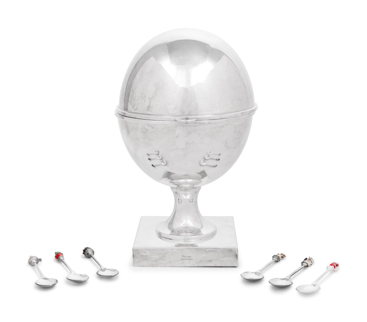A Brazilian Silver-Plate Caviar Server