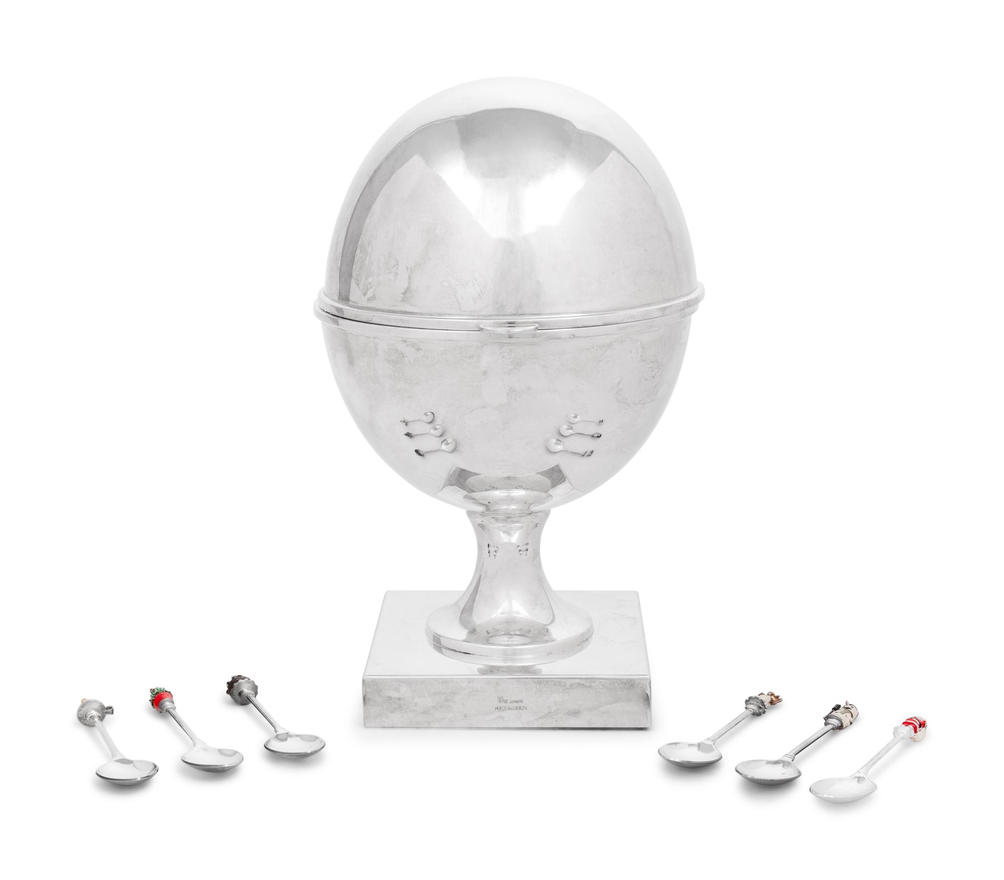 A Brazilian Silver-Plate Caviar Server