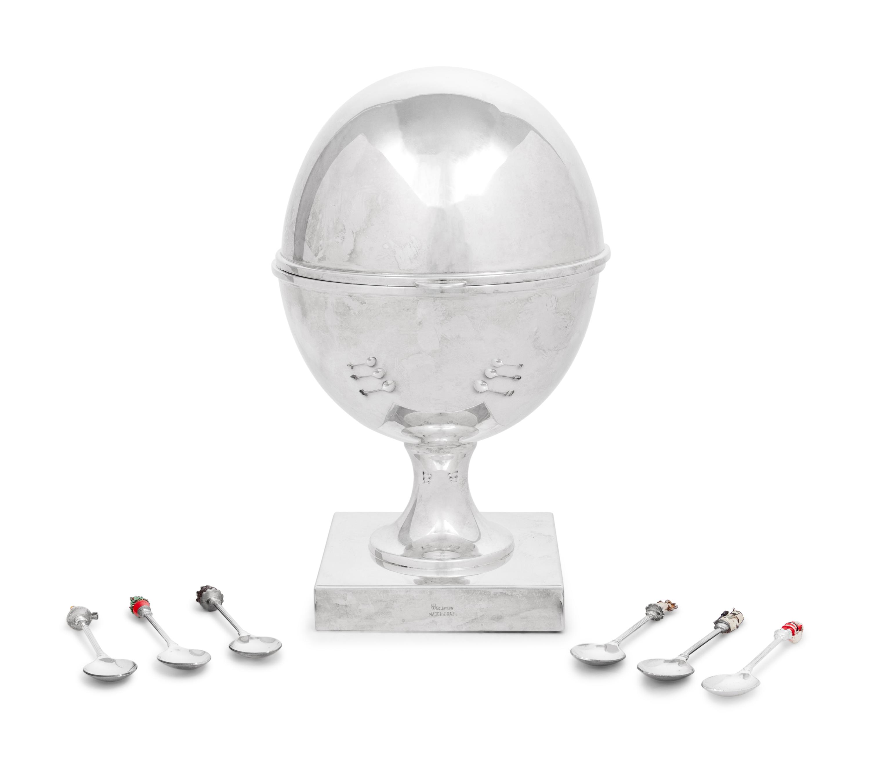 A Brazilian Silver-Plate Caviar Server