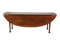 A Queen Anne Style Stained Pine Drop Leaf Gate Leg Dining Table — 20th Century