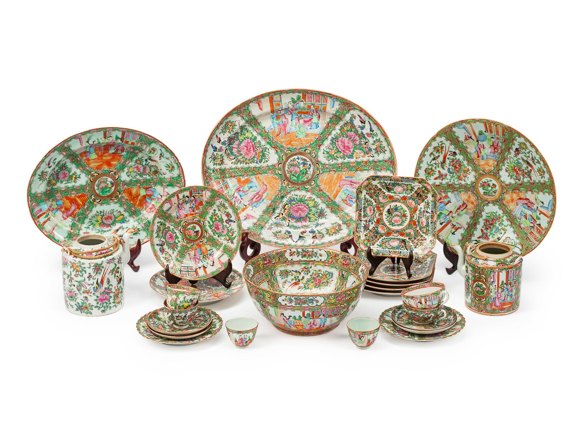 A Rose Medallion Porcelain Partial Dinner Service