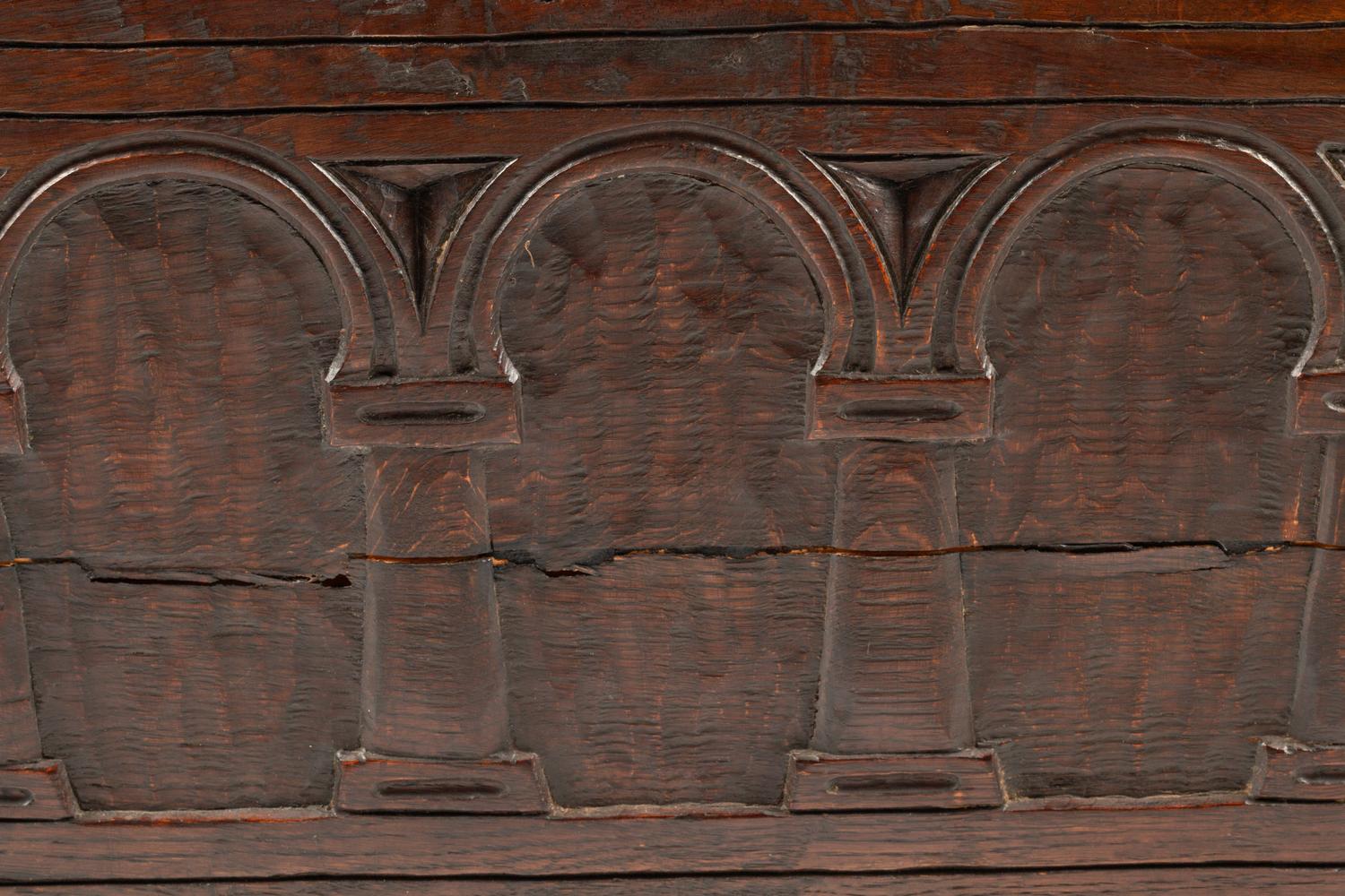 A Renaissance Revival Oak and Walnut Coffer
