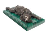 A Russian Silver and Malachite Bear Figure
