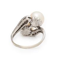 Cultured Pearl and Diamond Ring
