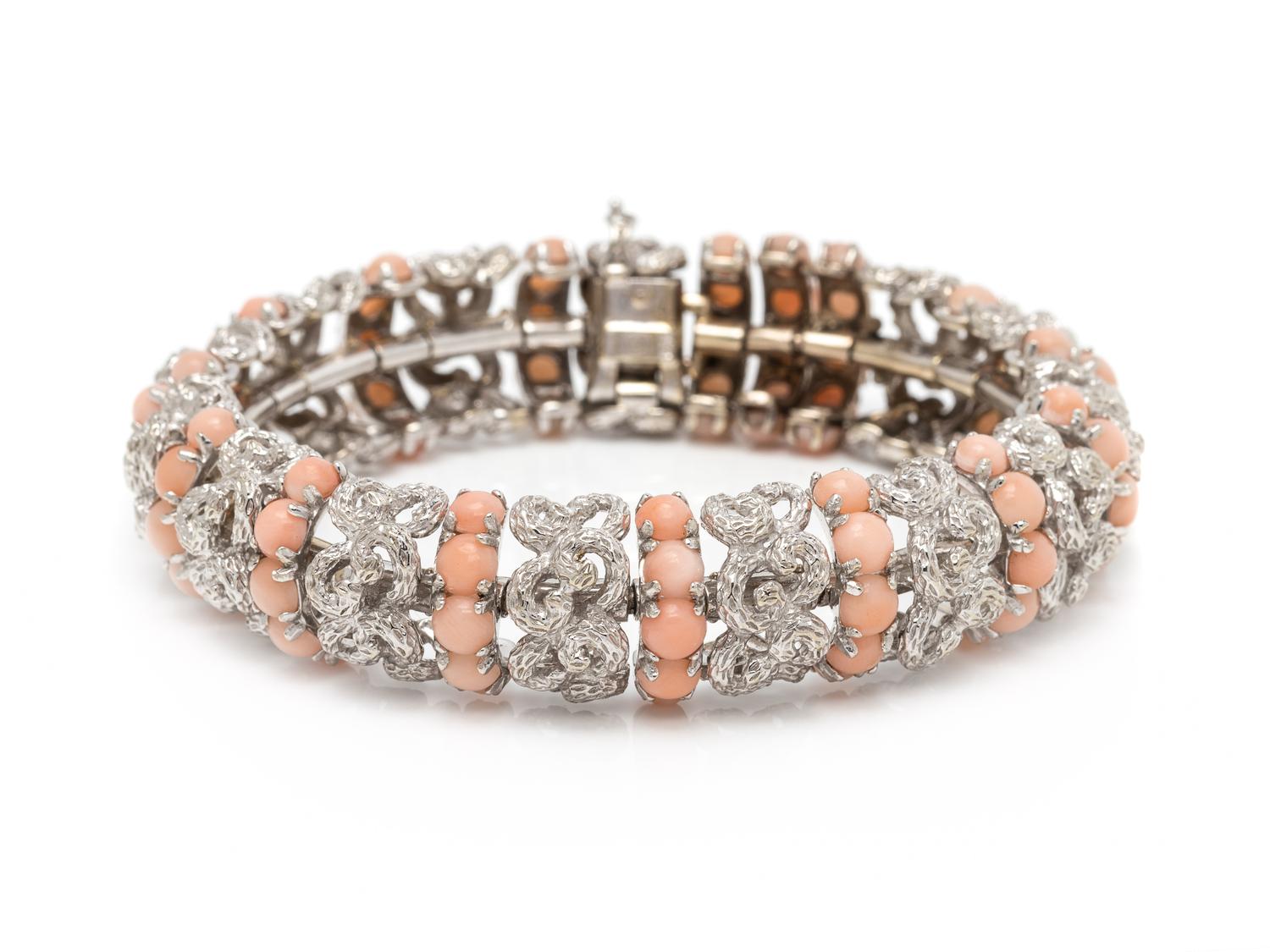 POMELLATO, WHITE GOLD AND ANGEL SKIN CORAL BRACELET