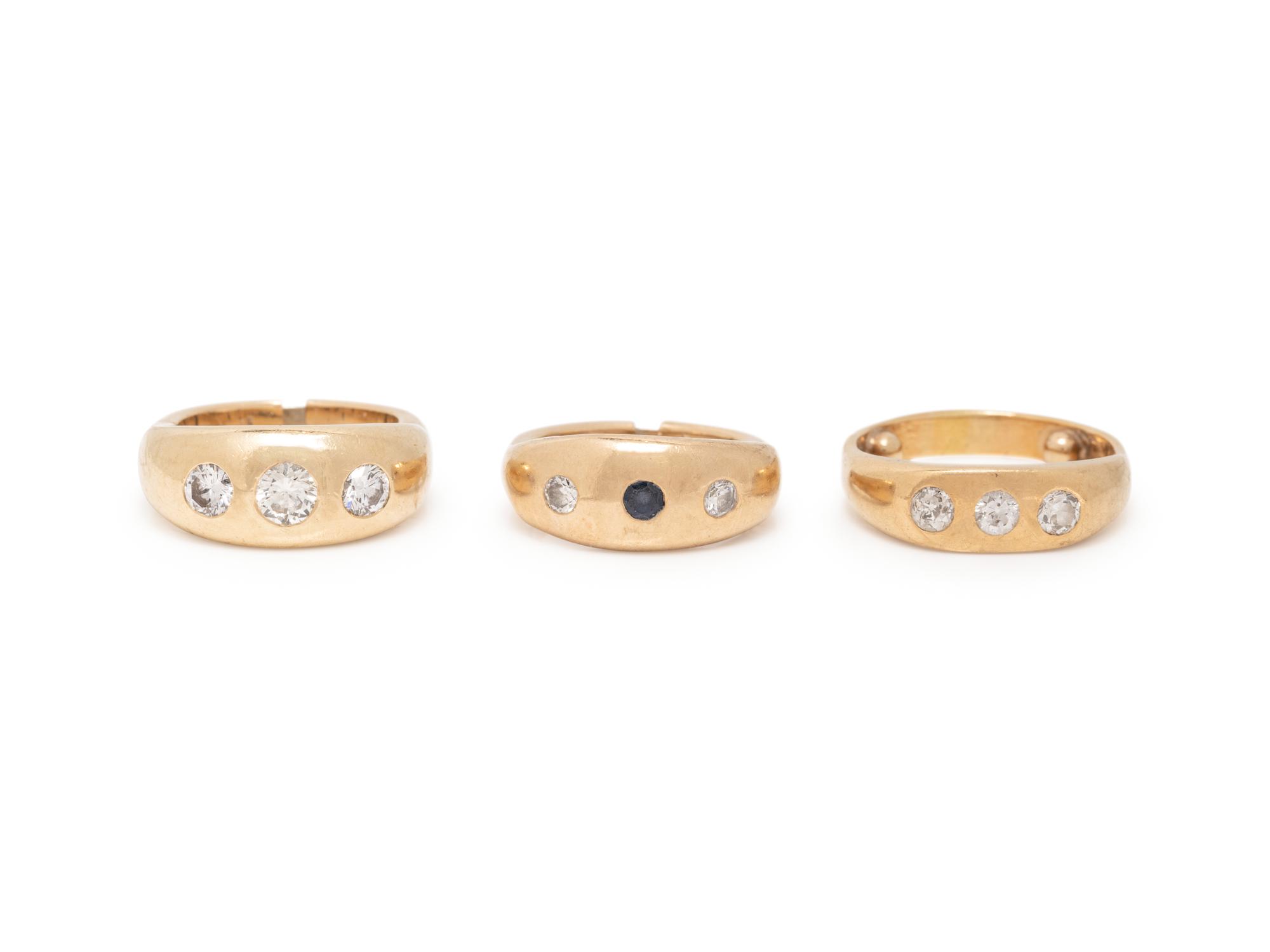COLLECTION OF YELLOW GOLD AND DIAMOND RINGS