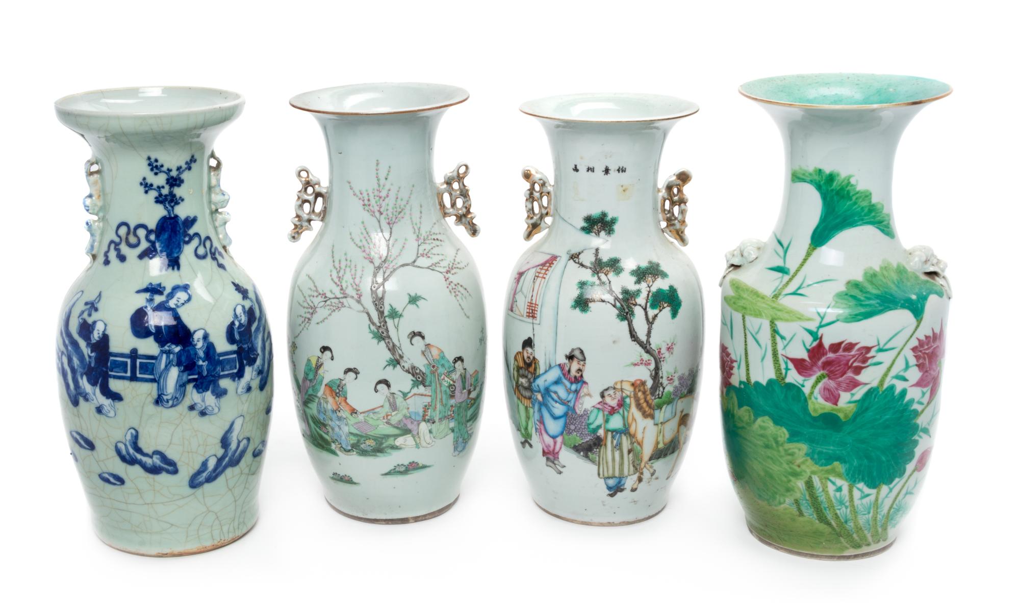 Four Chinese Porcelain Vases Height of tallest 17 1/2 inches. — LATE 19TH-20TH CENTURY