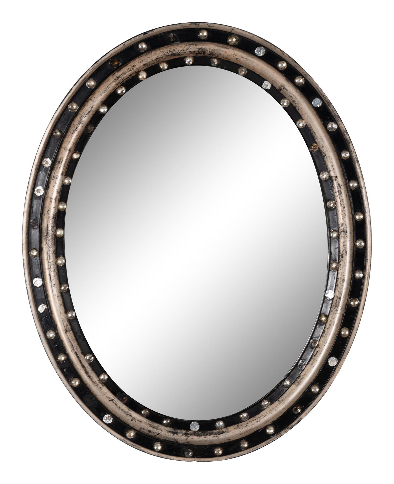 An Irish Ebonized and Part-Silvered Oval Mirror