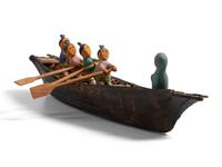 Greenlandic Inuit Model Umiak with Rowers