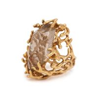 GILBERT ALBERT, YELLOW GOLD AND RUTILATED QUARTZ RING