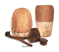 Penobscot Club and Decorated Birchbark Cradles