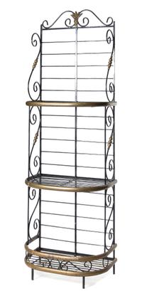 A Brass Baker's Rack Height 83 x width 27 x depth 17 inches.