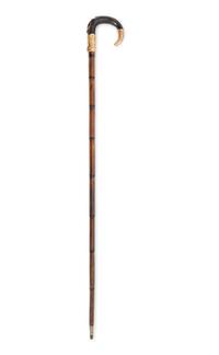 A 14-Karat Gold Mounted Stag Handle Cane