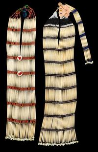 Two Sioux women's ceremonial hair pipe bone and bead breast plates fort yates, north dakota, mid 20th century