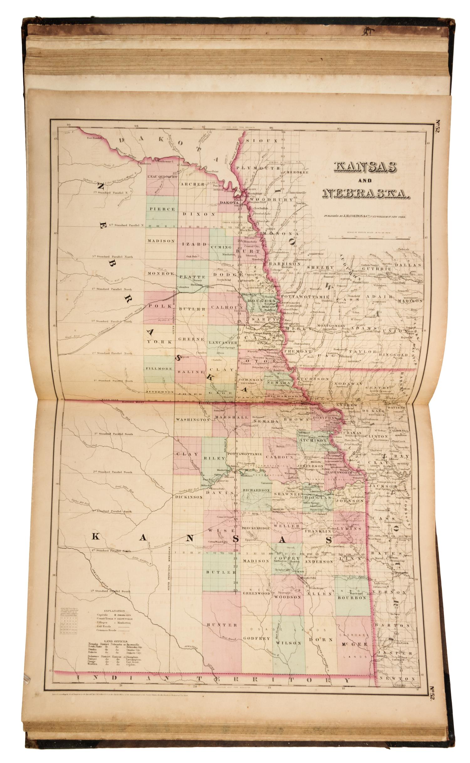 COLTON, George Woolworth (1827-1901). Colton's General Atlas. New York: J. H. Colton and Company, 1857.